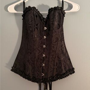 Elegant Black Corset with Ruffle Trim